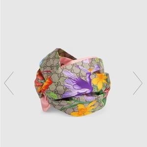 GG Flora print organic silk twill headband